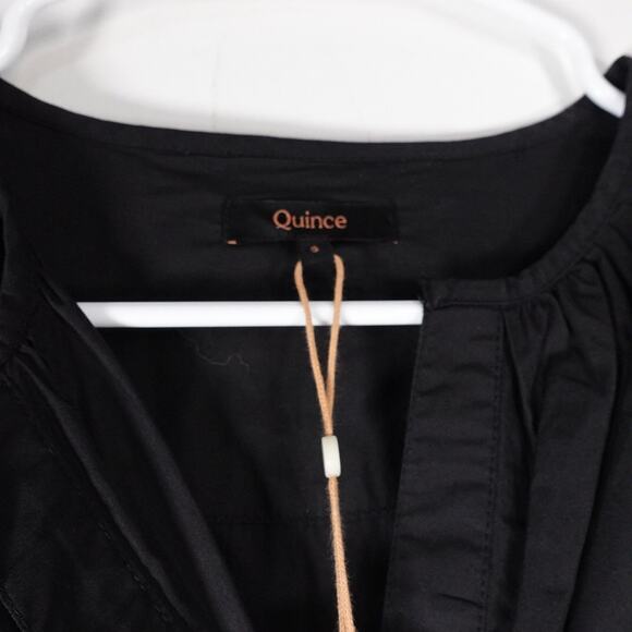 New Quince Womens Black Organic Cotton Tiered Maxi Dress Sz Small Boho 3761-5 - Picture 6 of 11